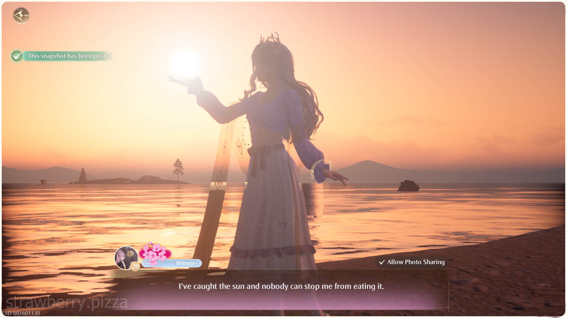 Backlit photo with forced perspective that makes it look like Nikki is holding the sun in her hand.